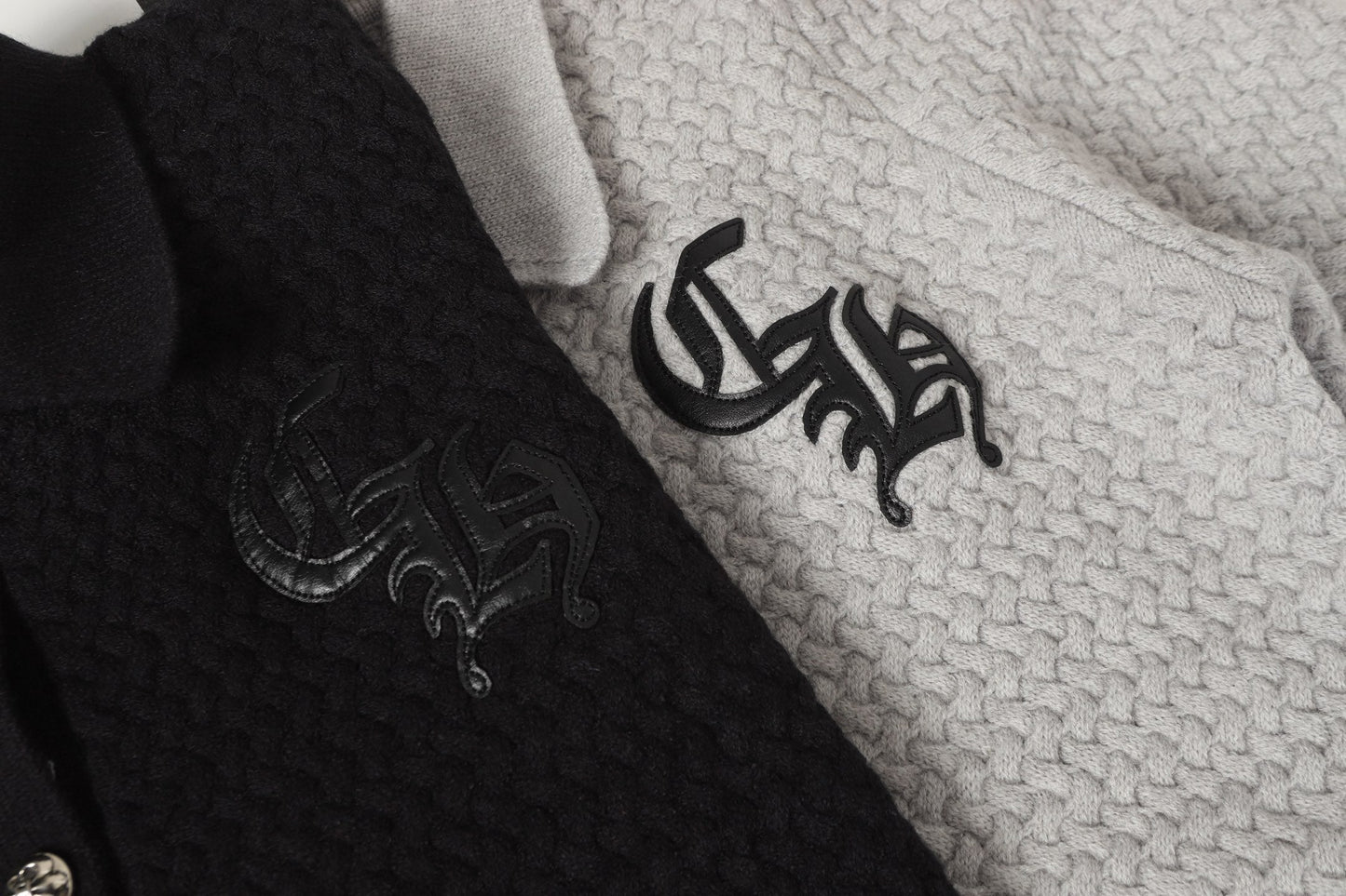 Chrome-Hearts Gothic Cross Knit Cardigan - Black Grey Streetwear Jacket 904