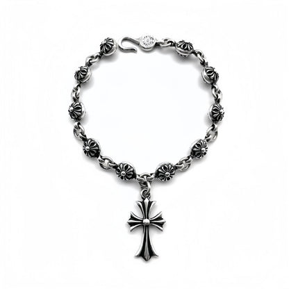 Chrome-Hearts Silver Cross Ball Tiny E Bracelet