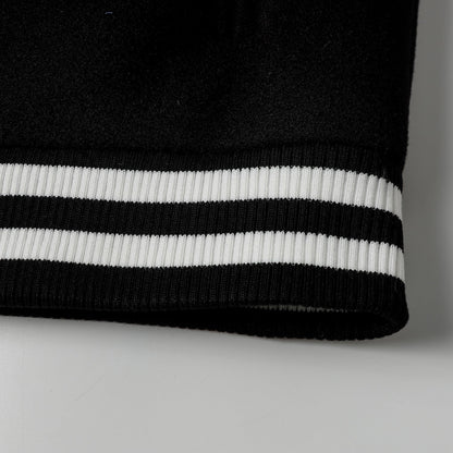 Chrome-Hearts Layered Cross Varsity Jacket - Black White Street Style Outerwear 2208