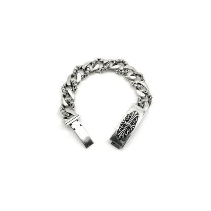 Chrome-Hearts Silver Cross Link Cuban Bracelet