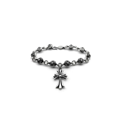 Chrome-Hearts Silver Cross Ball Tiny E Bracelet