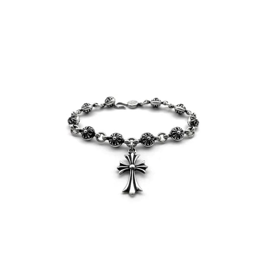 Chrome-Hearts Silver Cross Ball Tiny E Bracelet